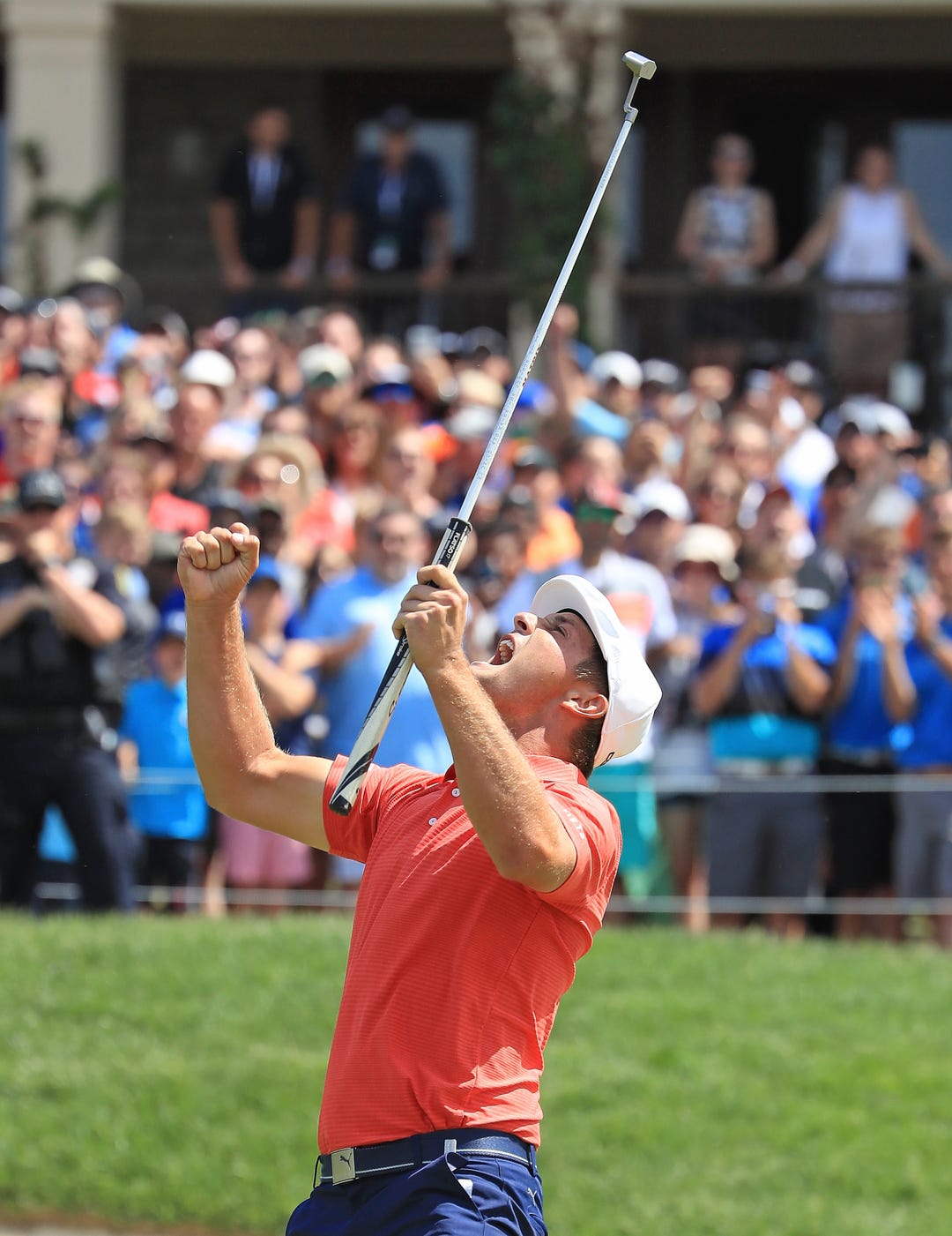 Bryson DeChambeau celebrates after winning in a playoff against Byeong-Hun An of South Korea during the final round of The Memorial Tournament Presented by Nationwide at Muirfield Village Golf Club on June 3, 2018, in Dublin, Ohio.